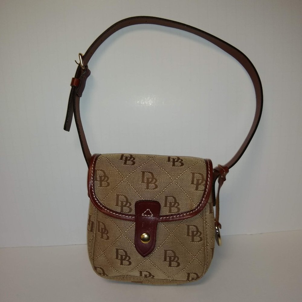Dooney & Bourke Small Beige and Tan Canvas Handbag